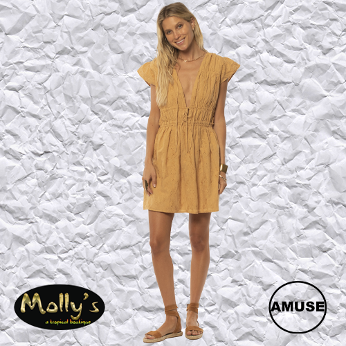 Cleo S/S Woven Dress - Cinnamon